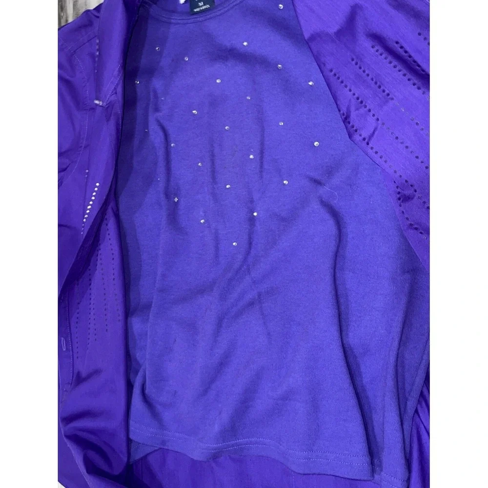 Women's Purple Two-Piece Pantsuit with Stud Accents